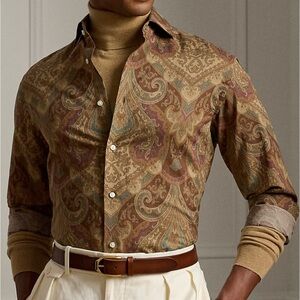 Lauren Ralph Lauren Corpcore Heritage 100% Cotton gold multicolor Shirt Medium